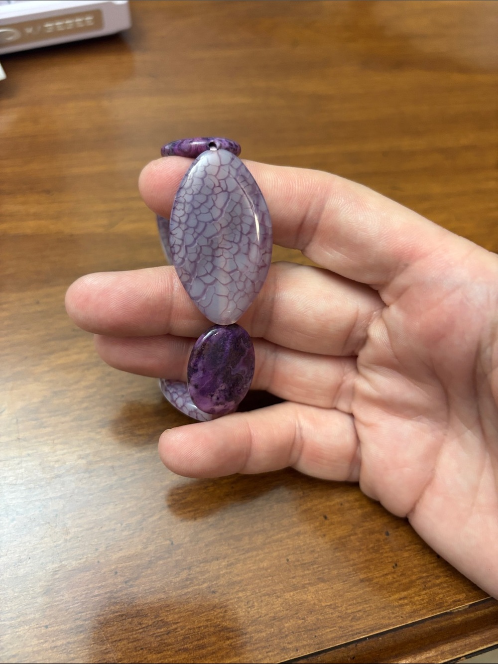 Purple Agate Stretch Bracelet - Marbled Purple Stones